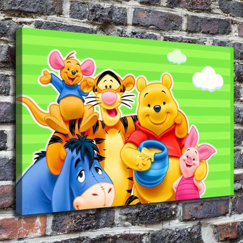 Winnie The Pooh Animation Decor 20x16 inch FRAMED CANVAS PRINT