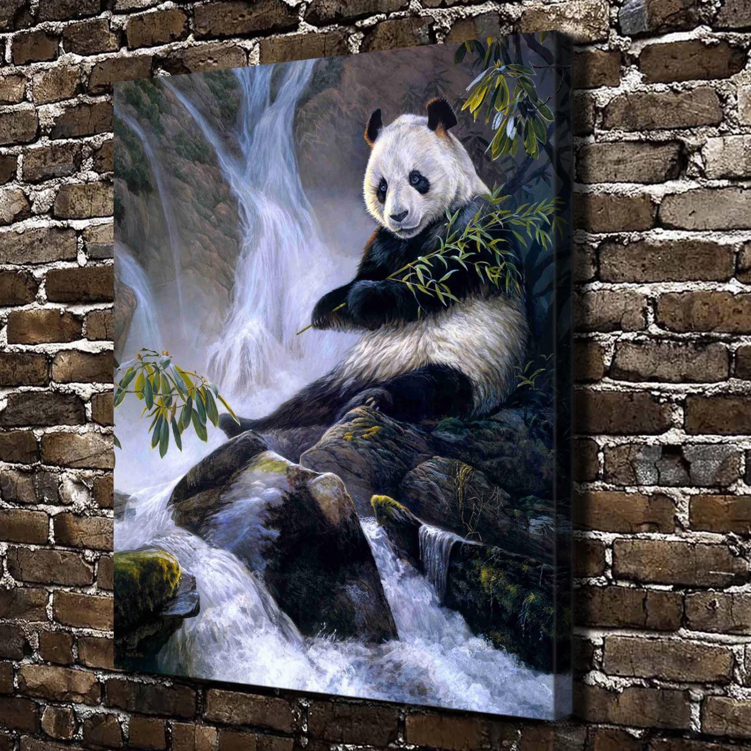 Crescendo Panda Animals Decor  20x16 inch FRAMED CANVAS PRINT
