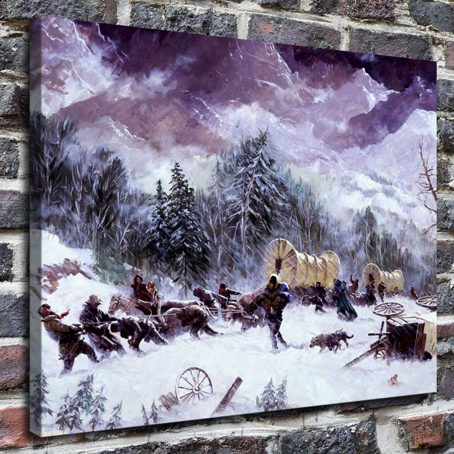The snow in winter Decor  20x16 inch FRAMED CANVAS PRINT