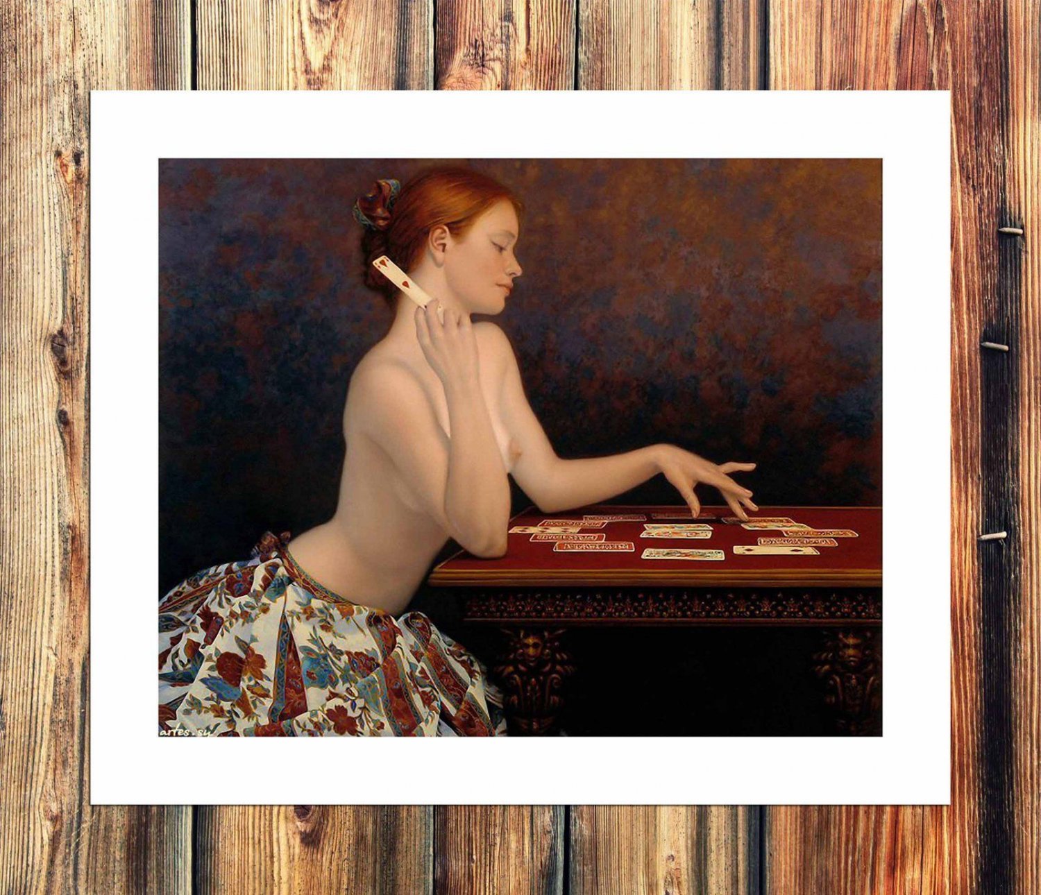 The girl behind the solitaire Decor  20x16 inch FRAMED CANVAS PRINT