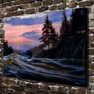 Twilight Calm Wild duck Decor  20x16 inch FRAMED CANVAS PRINT