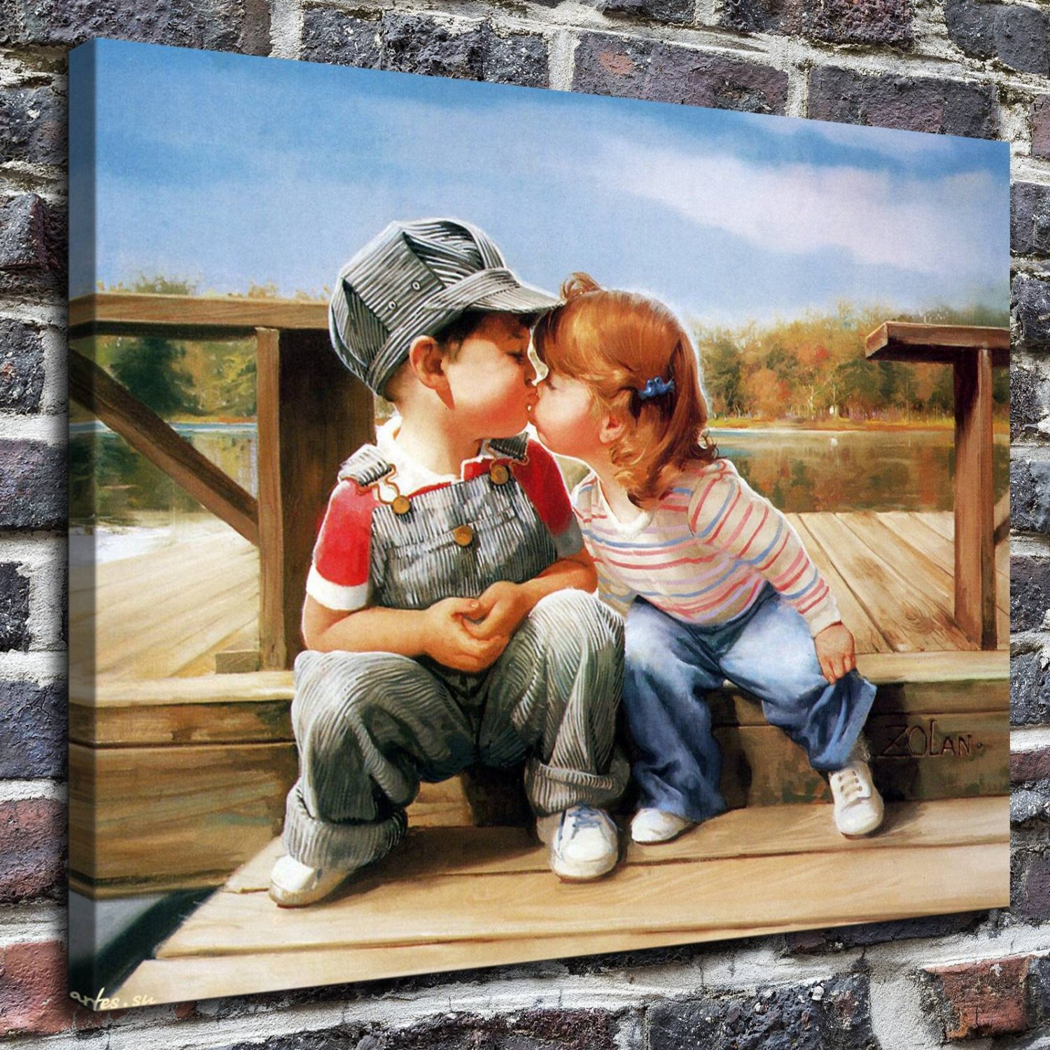 Innocent playmates Decor  20x16 inch FRAMED CANVAS PRINT
