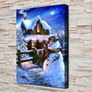 A Snowball Fight Decor  20x16 inch FRAMED CANVAS PRINT