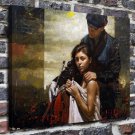 Violinist and muse Decor  20x16 inch FRAMED CANVAS PRINT