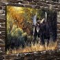 Sudden Encounter Deer Animal Decor  20x16 inch FRAMED CANVAS PRINT