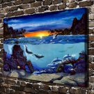Paradise Bay Sea world Decor  20x16 inch FRAMED CANVAS PRINT
