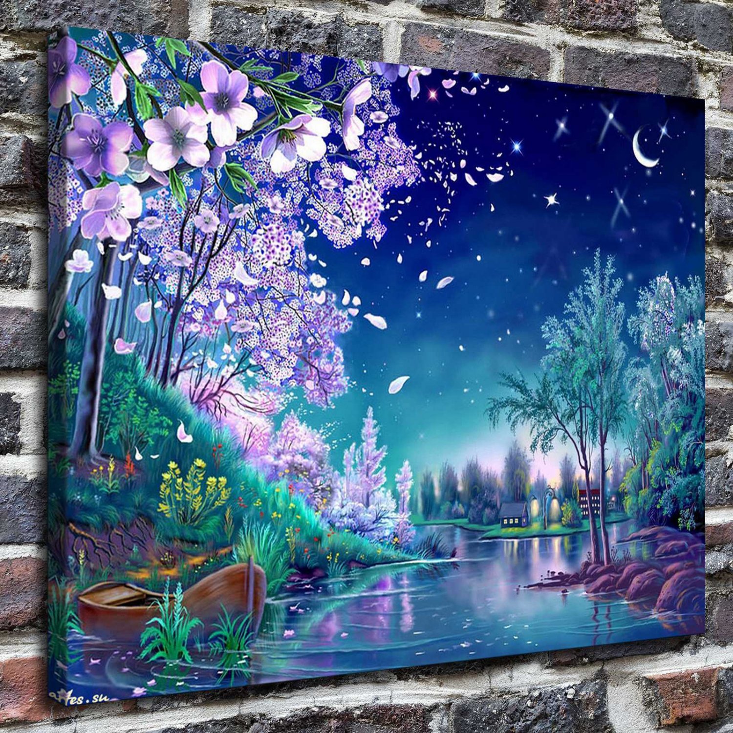 Gentle night Decor  20x16 inch FRAMED CANVAS PRINT