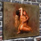 Passionate embrace Decor  20x16 inch FRAMED CANVAS PRINT