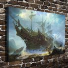 Fantasy of sailing Decor  20x16 inch FRAMED CANVAS PRINT