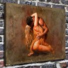 Passionate embrace Decor  20x16 inch FRAMED CANVAS PRINT