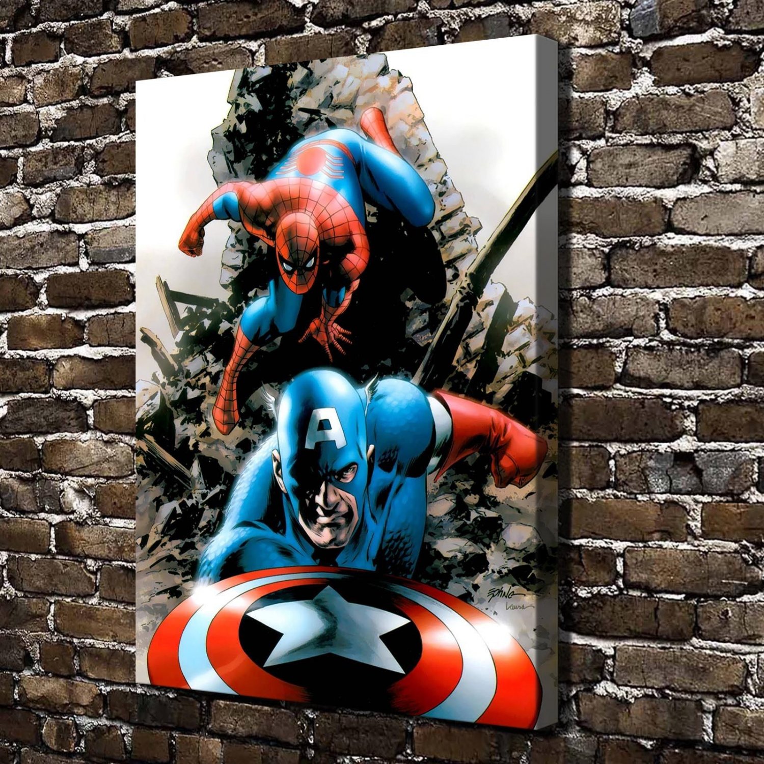 Captain America Decor  20x16 inch FRAMED CANVAS PRINT