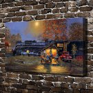 Paintings Train Passing Time Decor  20x16 inch FRAMED CANVAS PRINT