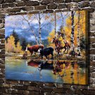 Scenery Cow Paintings Paintings Decor  20x16 inch FRAMED CANVAS PRINT