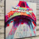 Abstract Colorful Eiffel Decor  20x16 inch FRAMED CANVAS PRINT