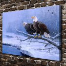 Two birds perched on branch Decor  20x16 inch FRAMED CANVAS PRINT