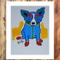 Blue animals Decor  20x16 inch FRAMED CANVAS PRINT
