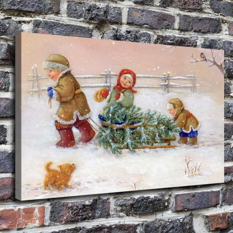 Happy New Year Decor  20x16 inch FRAMED CANVAS PRINT