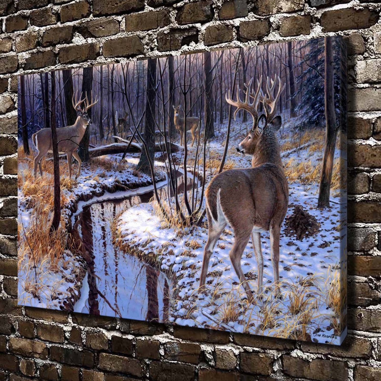 Challenge Deer Animal Decor  20x16 inch FRAMED CANVAS PRINT