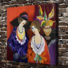 Two Young Woman Decor  20x16 inch FRAMED CANVAS PRINT