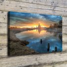 Reflection Dawn River Decor  20x16 inch FRAMED CANVAS PRINT