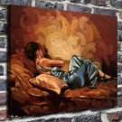 Woman on the sofa Decor  20x16 inch FRAMED CANVAS PRINT