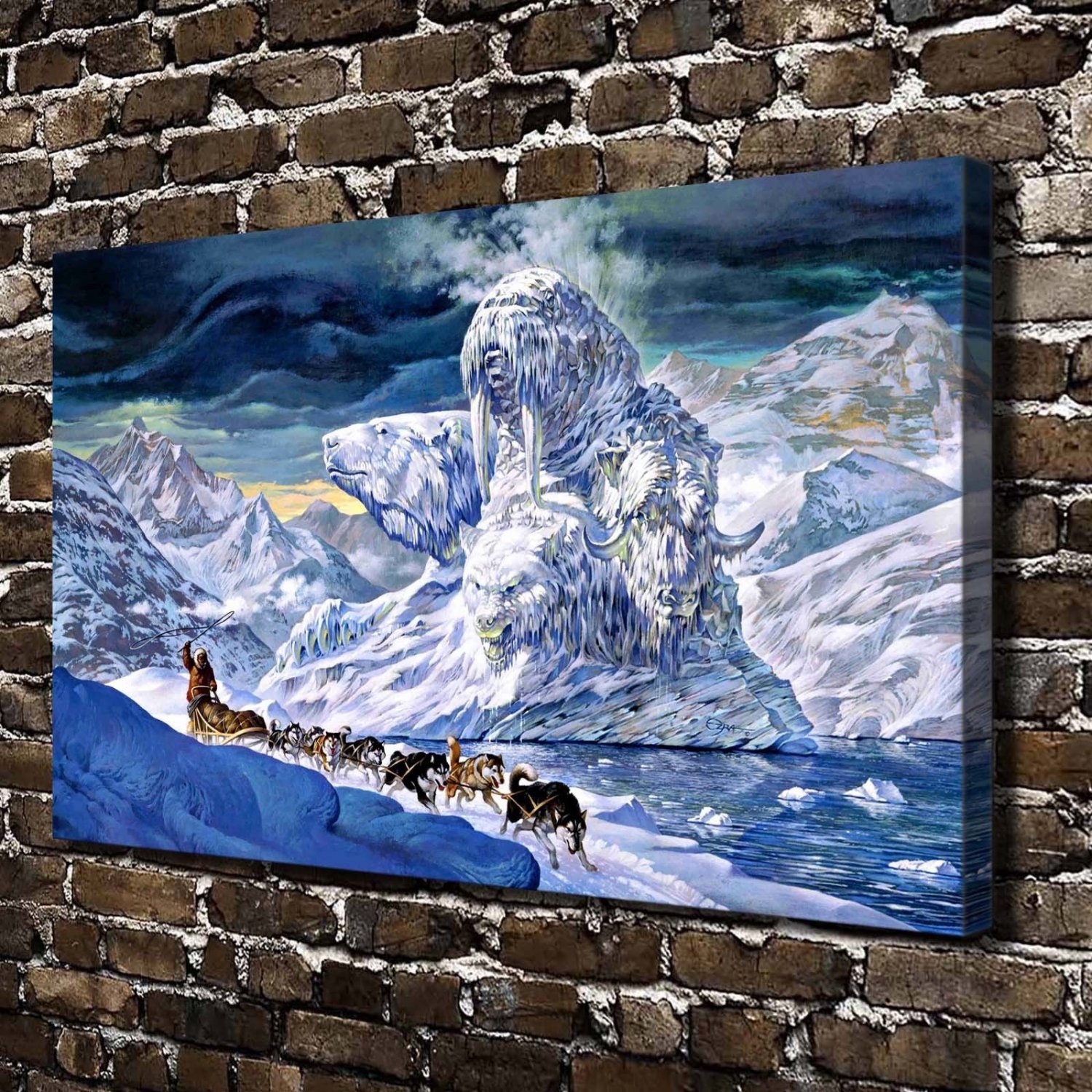 The arctic ice Decor  20x16 inch FRAMED CANVAS PRINT