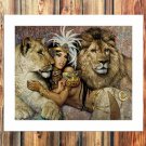 Lndian woman Painting Decor  20x16 inch FRAMED CANVAS PRINT