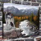 Wolves in winter  20x16 inch FRAMED CANVAS PRINT