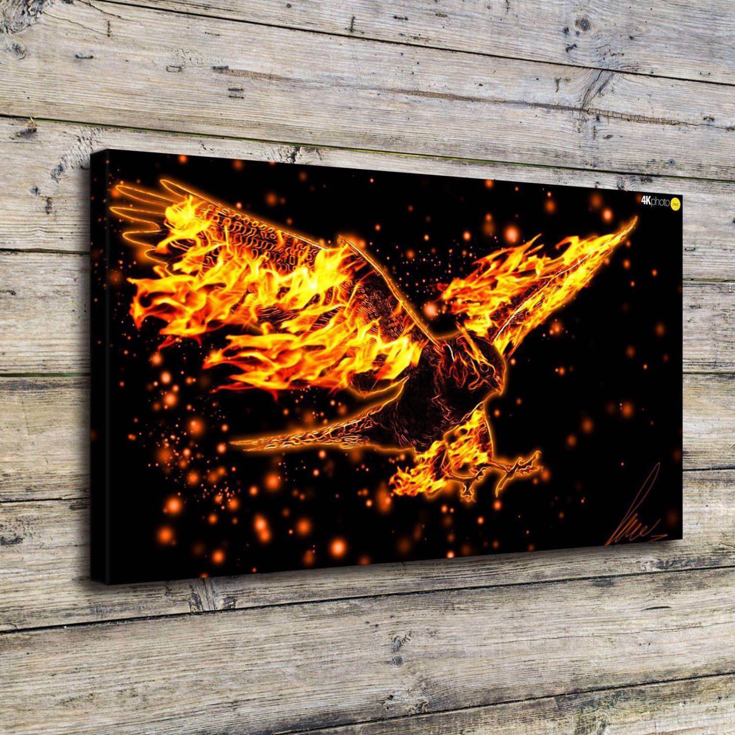 graphics eagle Big Fire  20x16 inch FRAMED CANVAS PRINT