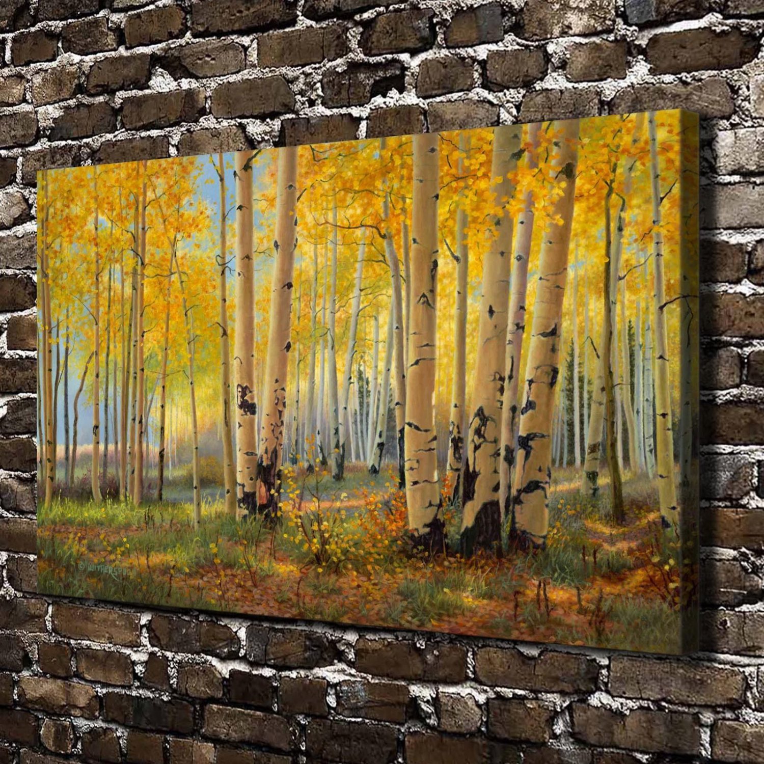 Golden trees Paintings Decor  20x16 inch FRAMED CANVAS PRINT