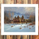 The lone cowboy  20x16 inch FRAMED CANVAS PRINT