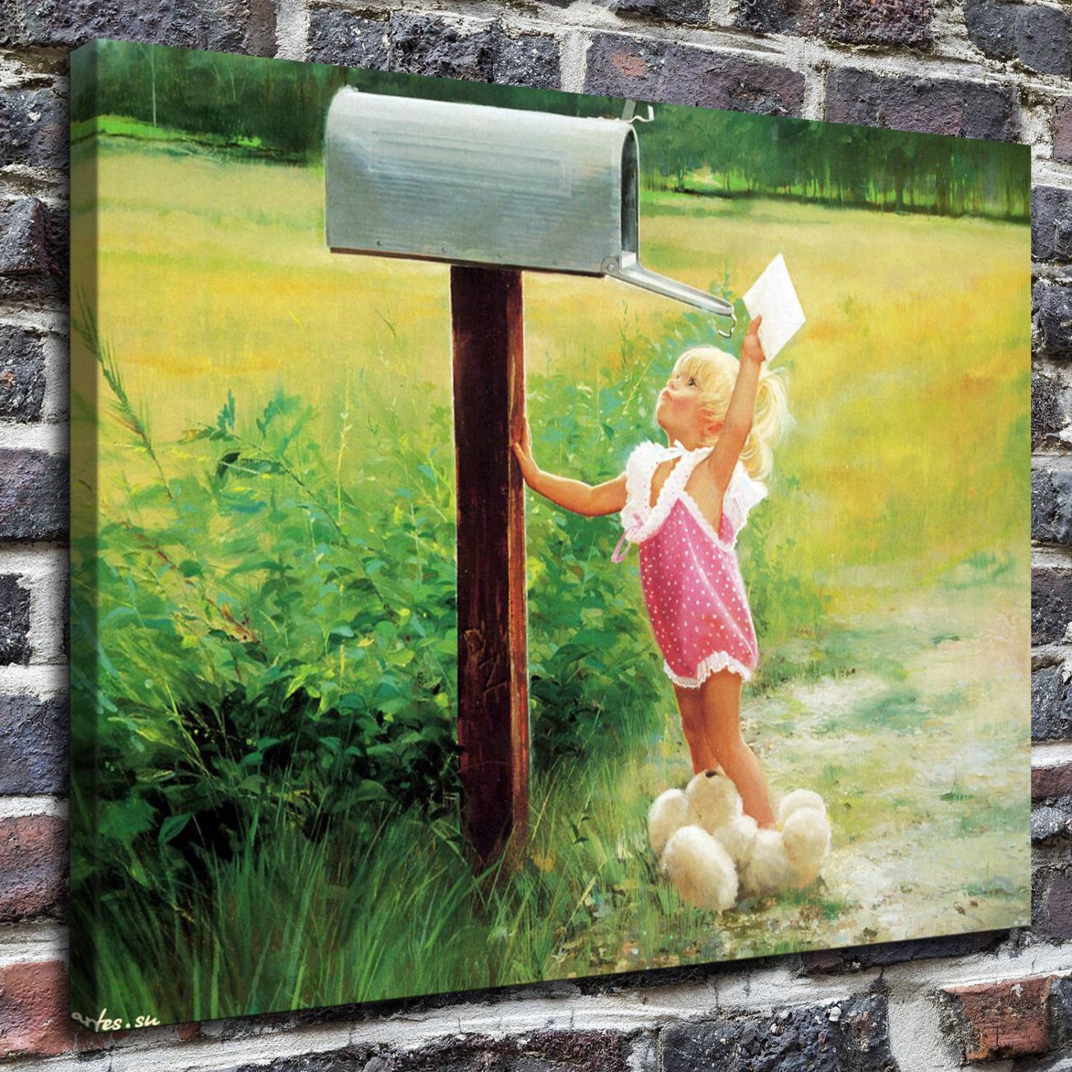 Small the postman  20x16 inch FRAMED CANVAS PRINT