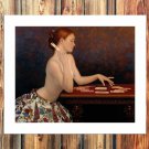 The girl behind the solitaire  20x16 inch FRAMED CANVAS PRINT