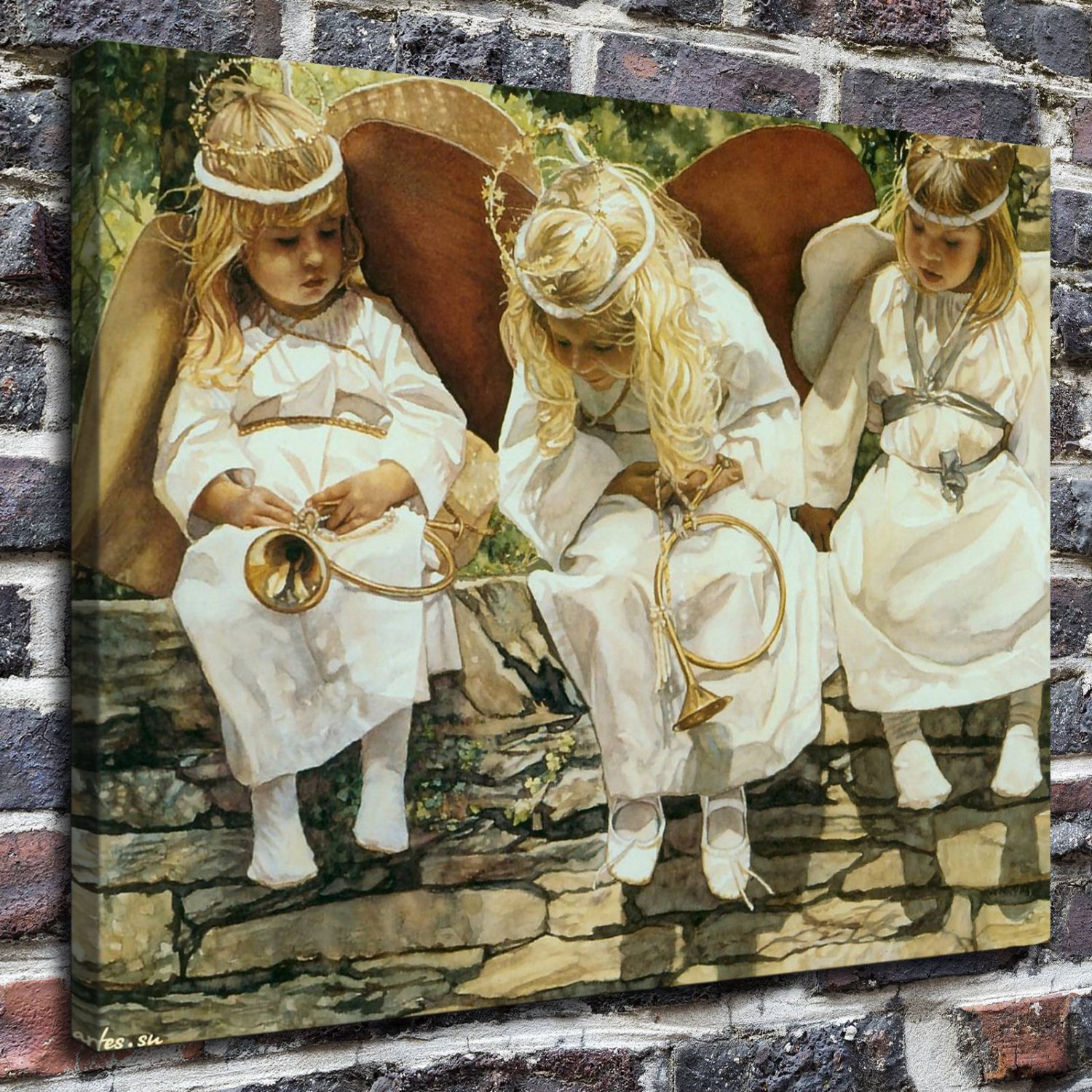 Mischievous Angels 20x16 Framed Canvas Print