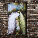 Two beautiful peacocks  20x16 inch FRAMED CANVAS PRINT