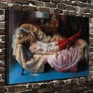 Red socks woman  20x16 inch FRAMED CANVAS PRINT