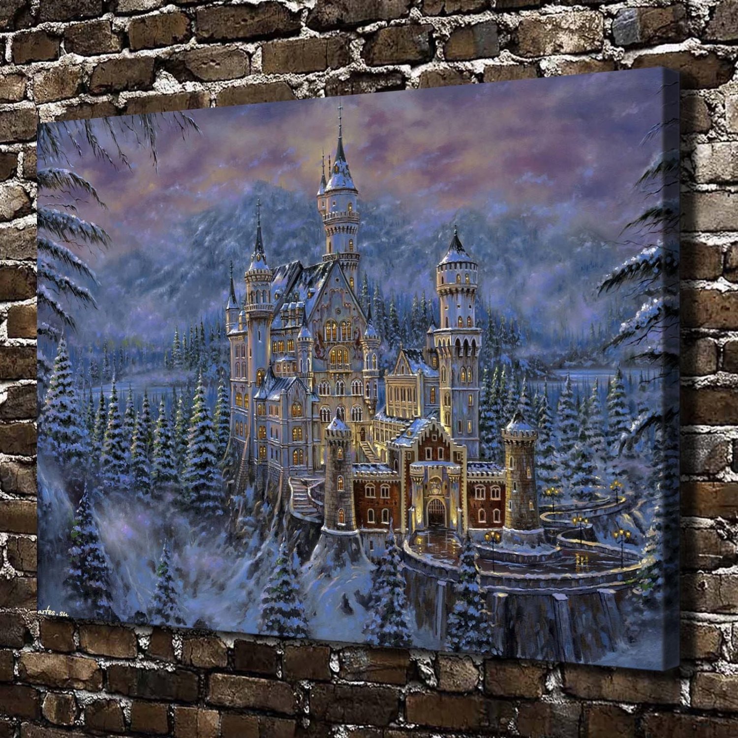 Beautiful Castle Decor  20x16 inch FRAMED CANVAS PRINT