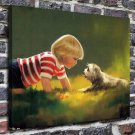 Kids two friends  20x16 inch FRAMED CANVAS PRINT