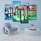 River Town  20x16 inch FRAMED CANVAS PRINT