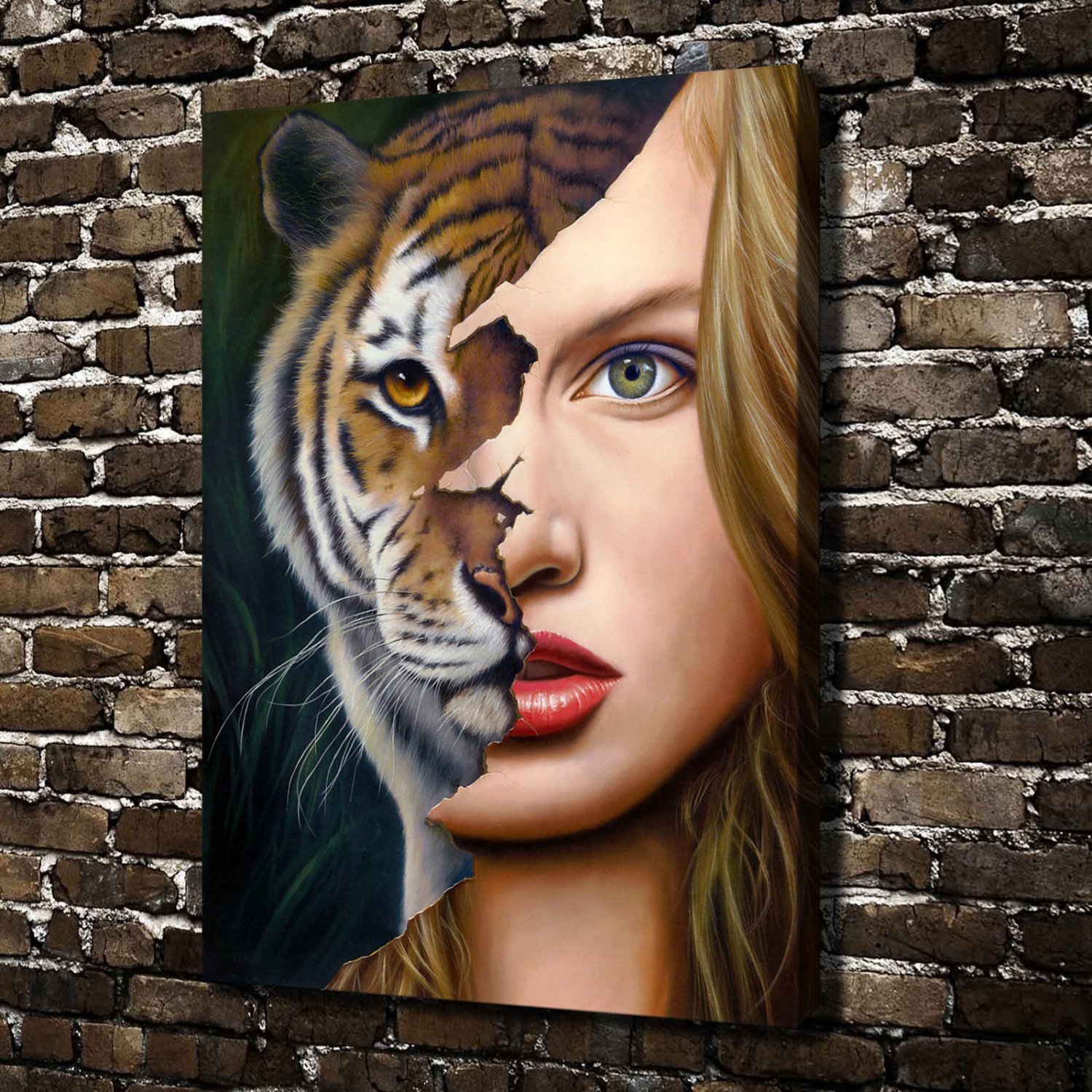 The tiger face  20x16 inch FRAMED CANVAS PRINT