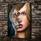 The tiger face  20x16 inch FRAMED CANVAS PRINT
