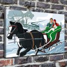 Sleigh rides lovers  20x16 inch FRAMED CANVAS PRINT