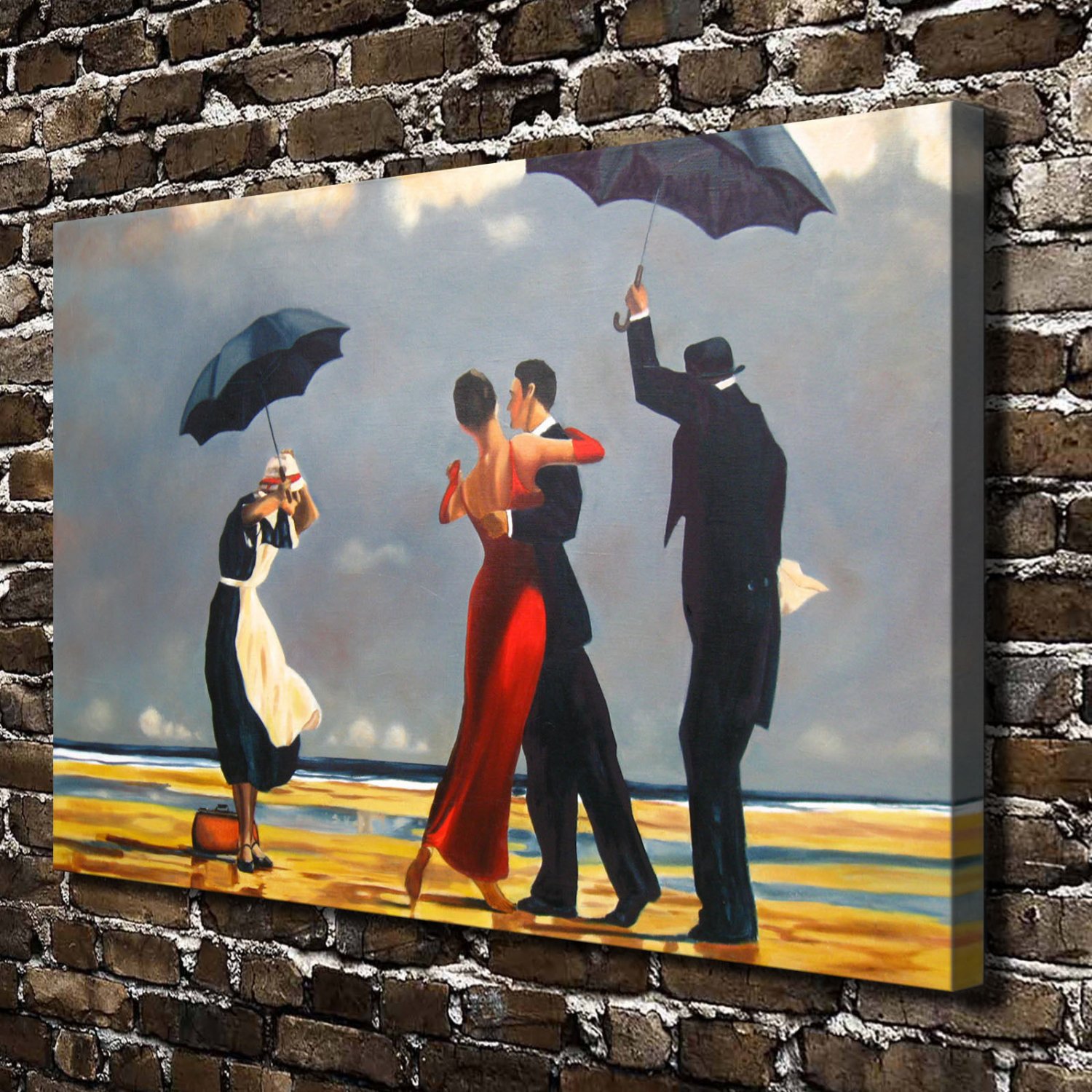 Beach dance  20x16 inch FRAMED CANVAS PRINT