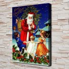 Santa Claus, Children  20x16 inch FRAMED CANVAS PRINT