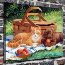 Cat and puppy  20x16 inch FRAMED CANVAS PRINT