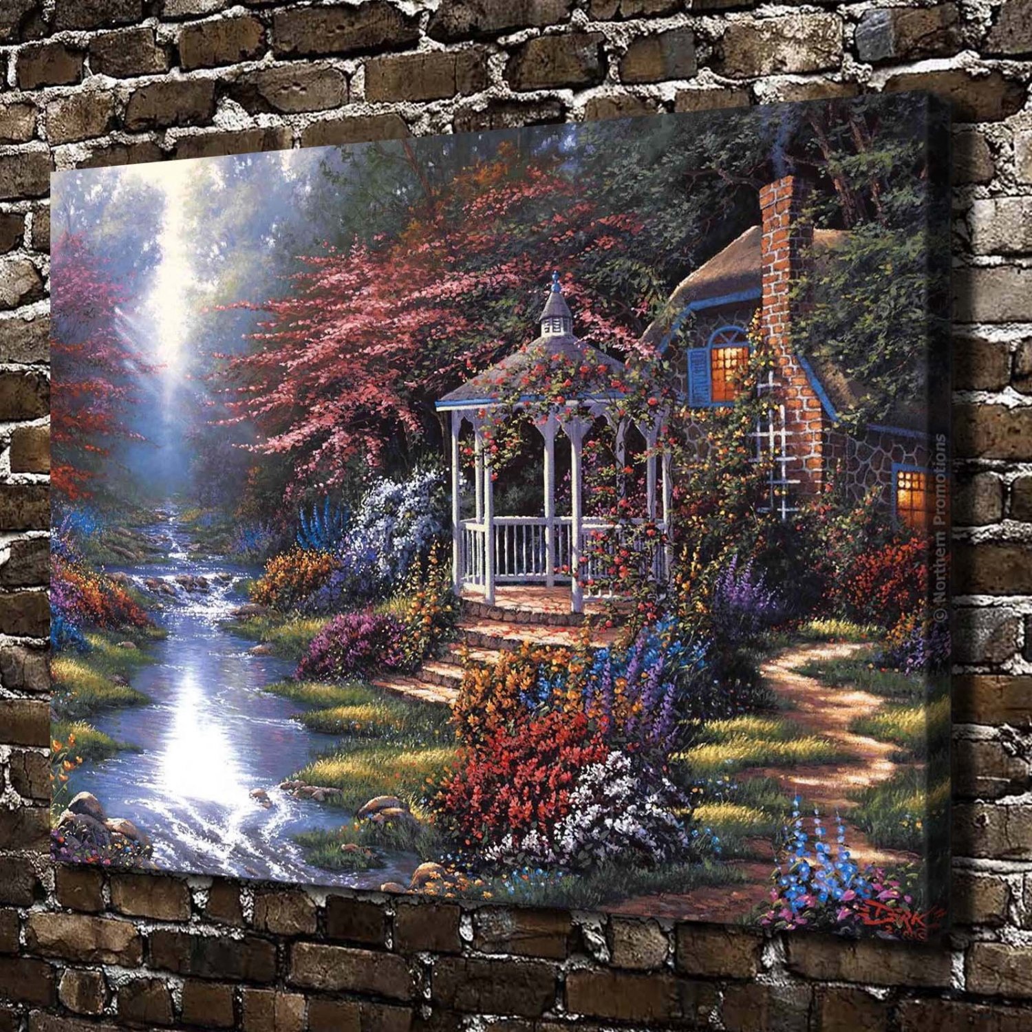 Garden landscape  20x16 inch FRAMED CANVAS PRINT