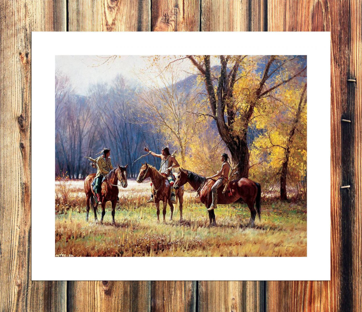 Indians, narrator  20x16 inch FRAMED CANVAS PRINT
