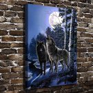 Moonlight Sonata Wolf Animal Decor  20x16 inch FRAMED CANVAS PRINT