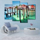 River Town  20x16 inch FRAMED CANVAS PRINT