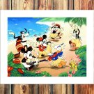 Cartoons beach  20x16 inch FRAMED CANVAS PRINT
